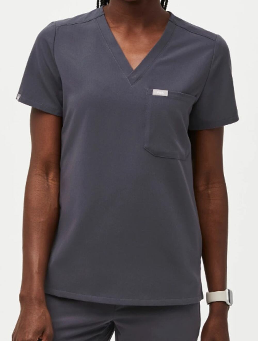 NWT FIGS Women's Catarina Petite One-Pocket Scrub Charcoal Black Size Medium